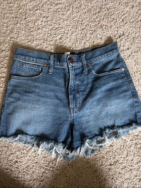 Madewell- Denim Frayed Hem High-Rise Shorts